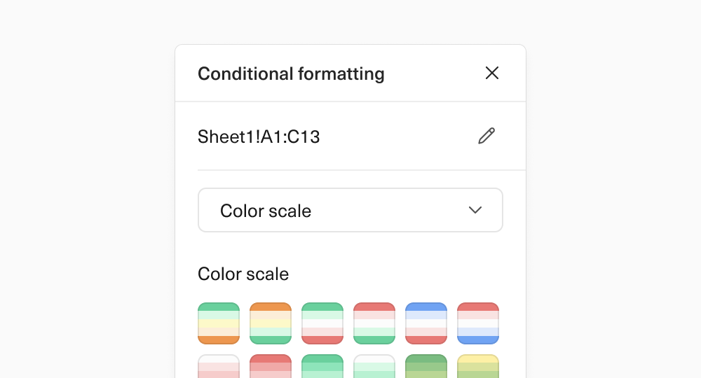 A screenshot of the UI for configuring conditional formatting rules