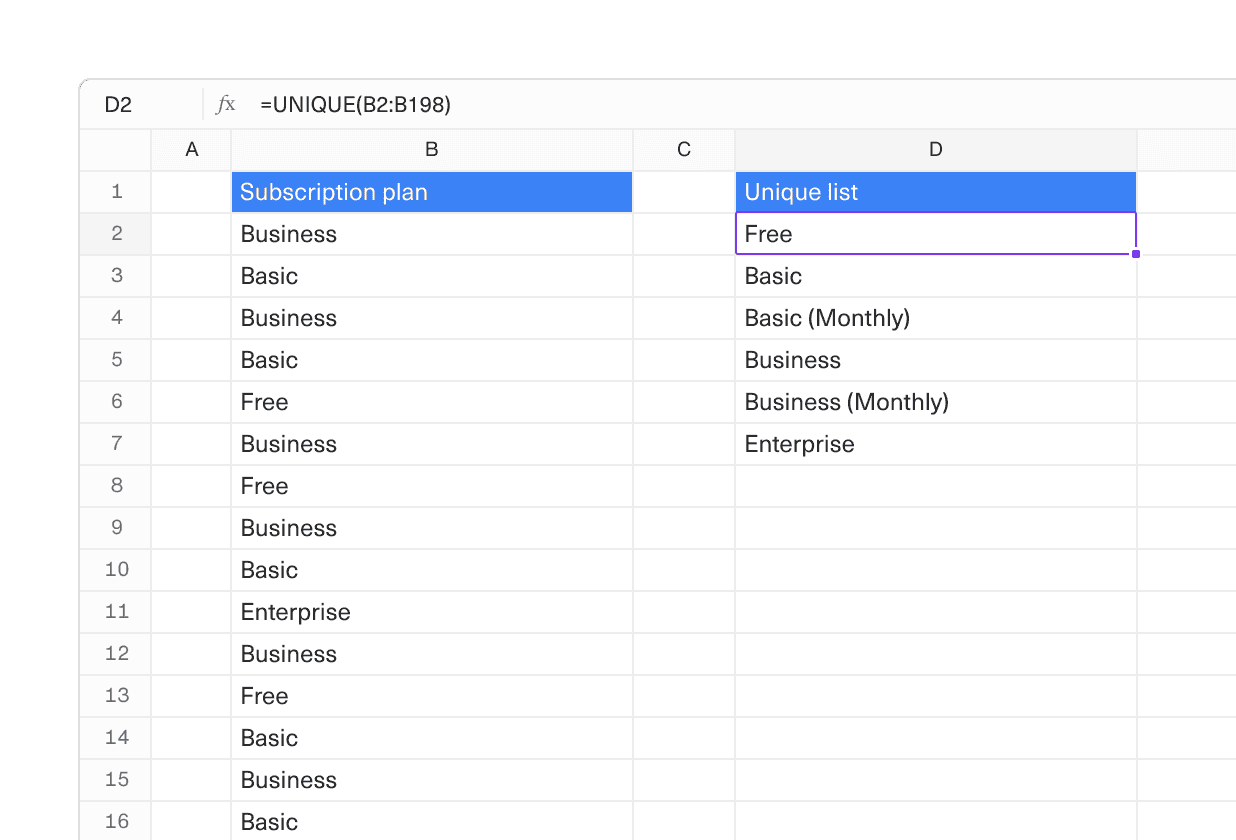 An image of an array formula inside of an Equals sheet.